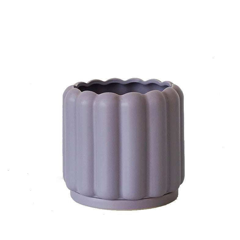 Ceramic Planter Tray, Colorful Round Planters, Fence Style Planter - available at Sparq Mart