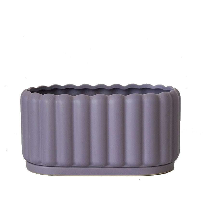 Ceramic Planter Tray, Colorful Round Planters, Fence Style Planter - available at Sparq Mart