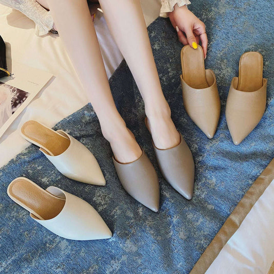 Baotou Lazy Sandals, Female Flat Sandals, Pointed Toe Flats - available at Sparq Mart