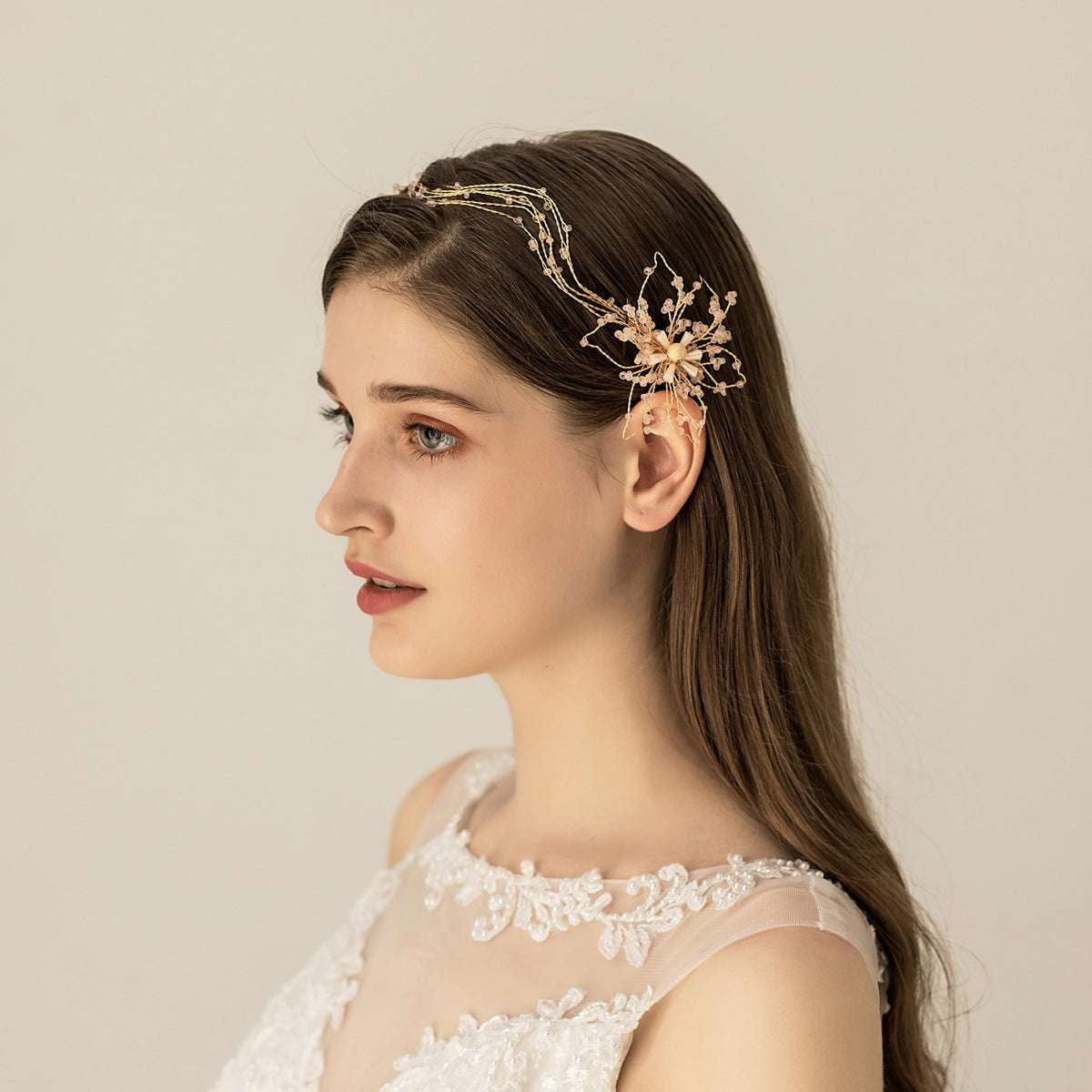 Beaded bridal headband, gold, hair accessories - available at Sparq Mart