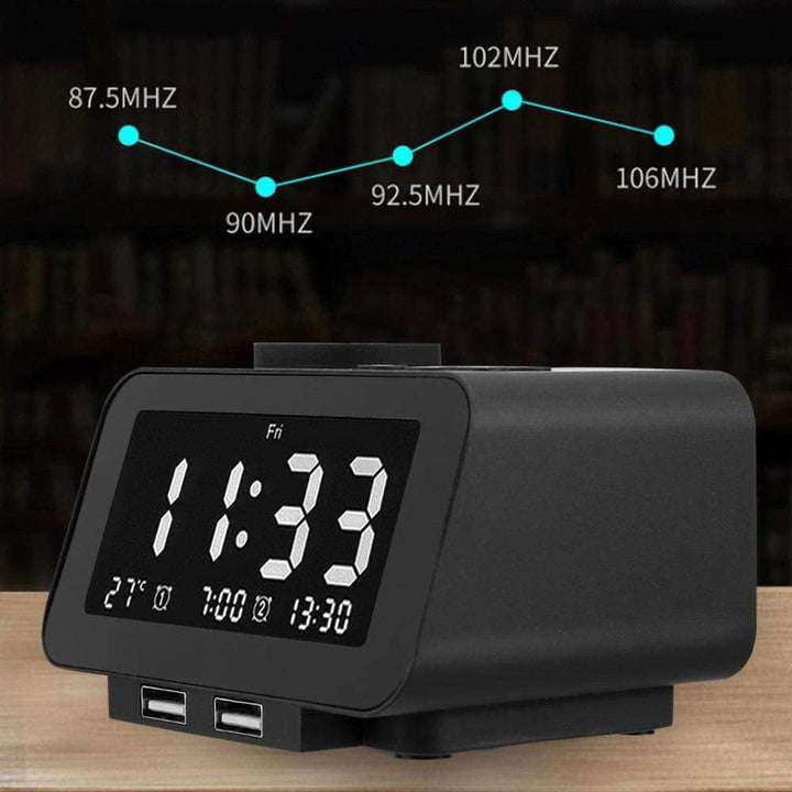 Affordable Alarm Clock, Bedside Clock, Dual USB Charger - available at Sparq Mart