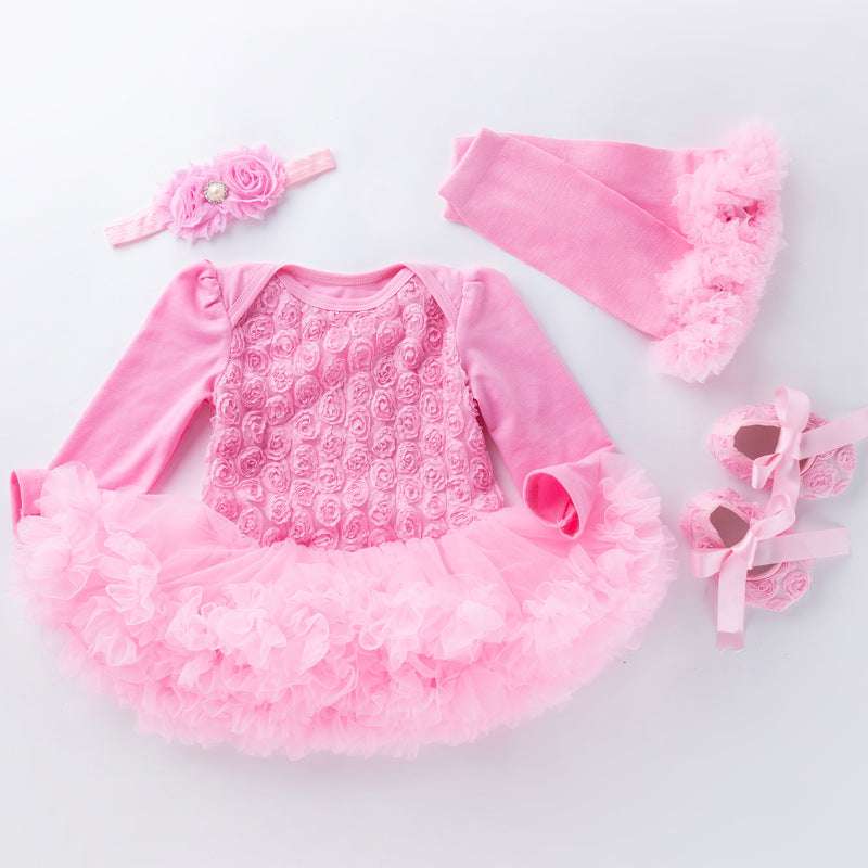 Baby Romper Dress, Compound Rose Romper, Long Sleeve Romper - available at Sparq Mart