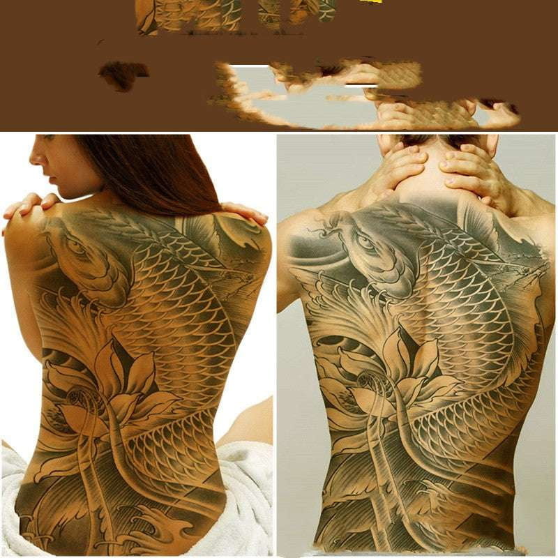 Carp Tattoo Designs, Lotus Body Art, Waterproof Tattoo Decals - available at Sparq Mart