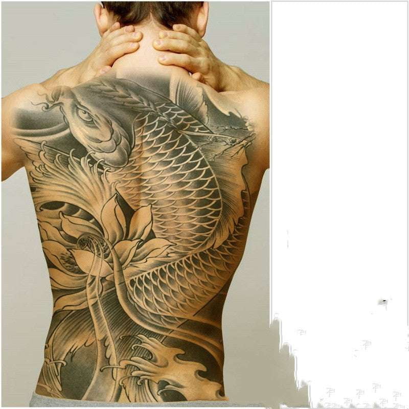 Carp Tattoo Designs, Lotus Body Art, Waterproof Tattoo Decals - available at Sparq Mart