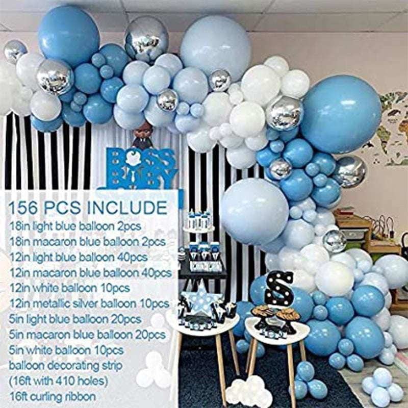 Blue Party Balloons, Macaron Balloon Decor, Metallic Silver Balloons - available at Sparq Mart