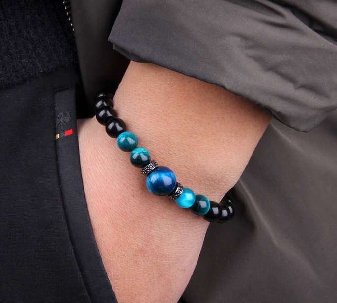 Blue Eyed Accessory, Eye Stone Jewelry, Men's Tiger Bracelet - available at Sparq Mart