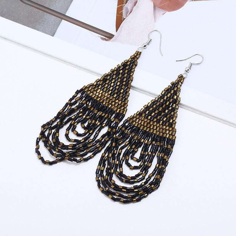 Bohemian Tassel Earrings, Ethnic Style Earrings, Rice Beads Earrings - available at Sparq Mart