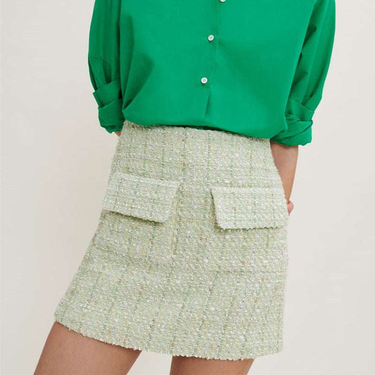 Elegant Skirt Online, Romantic Green Skirt, Tweed A-Line Skirt - available at Sparq Mart