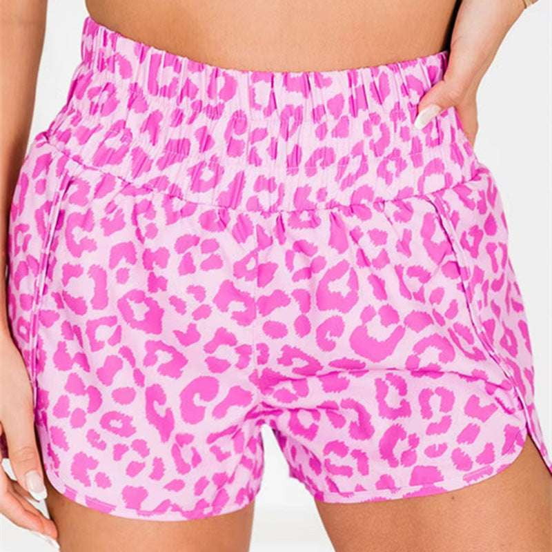 Casual Shorts Fashion, High Waist Shorts, Pink Leopard Shorts - available at Sparq Mart