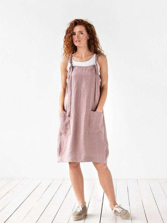 Hemp Sweet Dress, Pink Beige Dress, Strapless Summer Dress - available at Sparq Mart