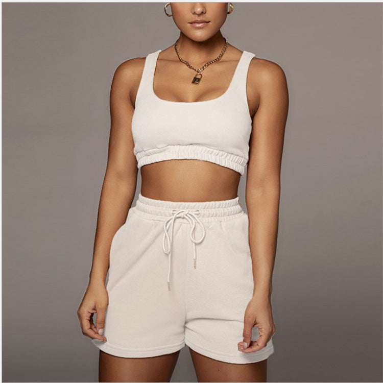 Lace-Up Shorts Casual, Sleeveless Top Fashion, Summer Two-Piece Women - available at Sparq Mart