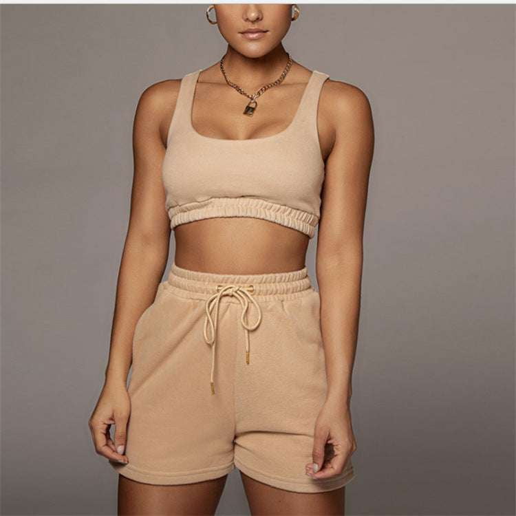 Lace-Up Shorts Casual, Sleeveless Top Fashion, Summer Two-Piece Women - available at Sparq Mart