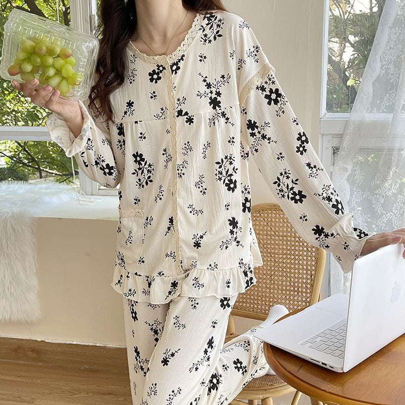 cotton pajama set, cozy sleepwear women, double layer pajamas - available at Sparq Mart