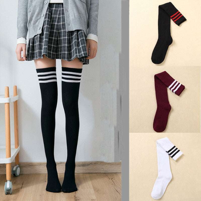 comfortable striped stockings, cozy rabbit wool, women's high tube - available at Sparq Mart