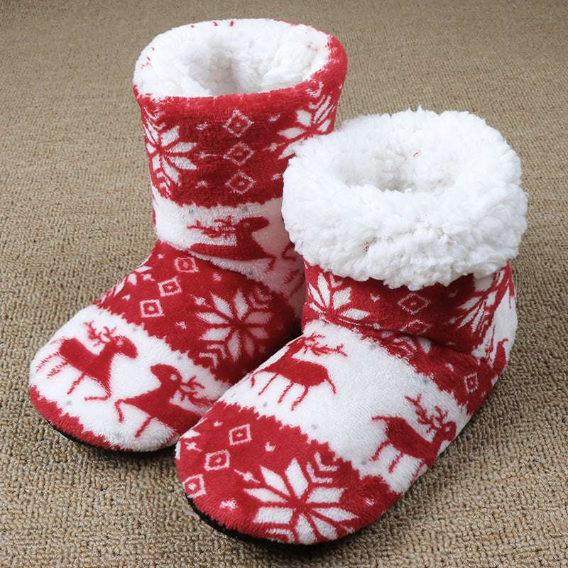 Cozy Christmas Elk, Indoor Socks Shoes, Plush House Slippers - available at Sparq Mart