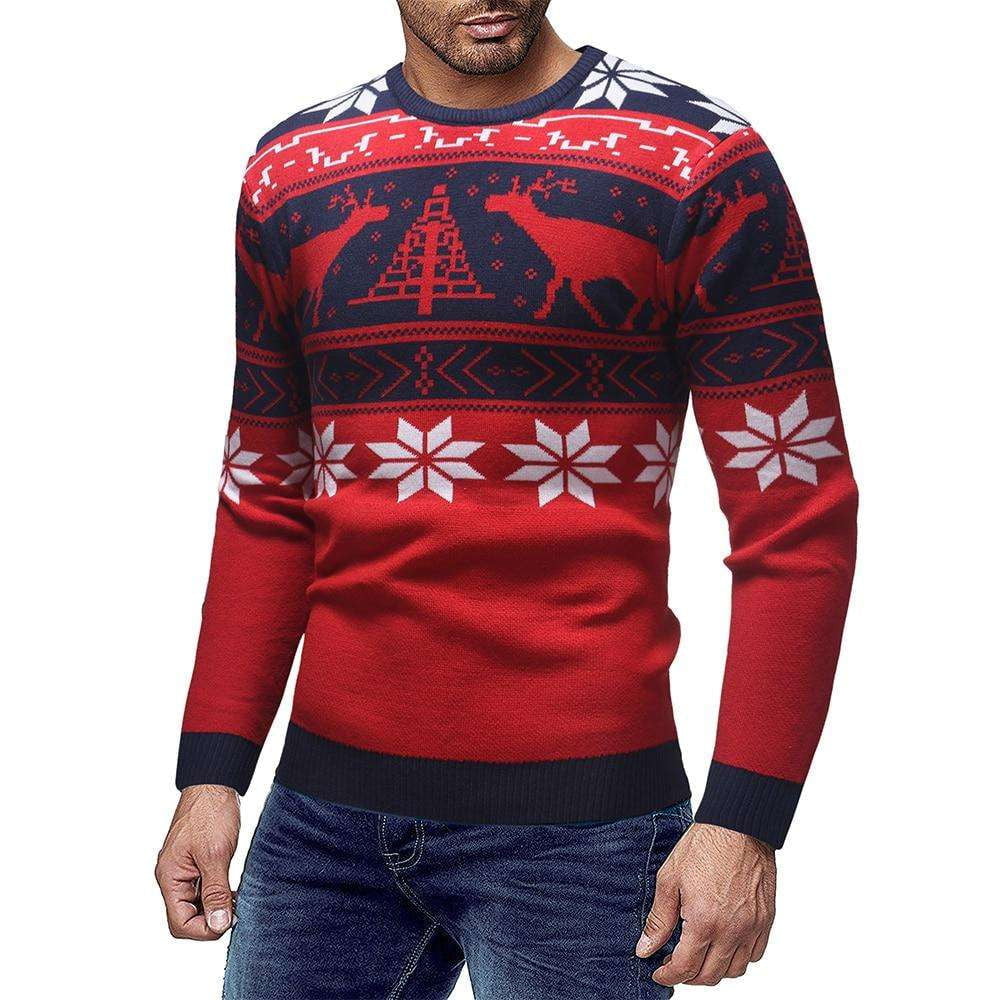 Cozy Christmas Sweater, L M XL XXL, Red Black Fawn Sweater - available at Sparq Mart