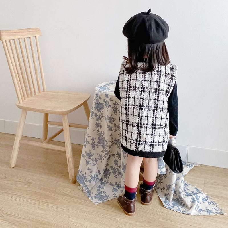 Cotton Vest Dress, Girls Knitted Outfit, Winter Woolen Dress - available at Sparq Mart