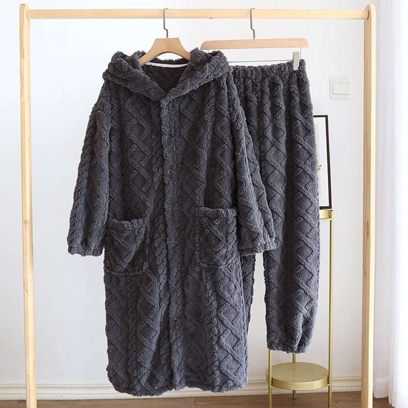 Cozy Homewear Outfit, Fleece Nightgown Set, Warm Loungewear Women - available at Sparq Mart