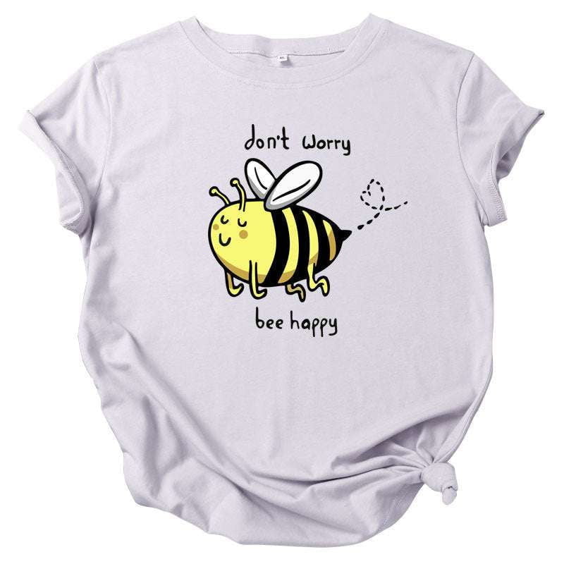 bee graphic tee, cartoon print tops, women's plus clothing - available at Sparq Mart