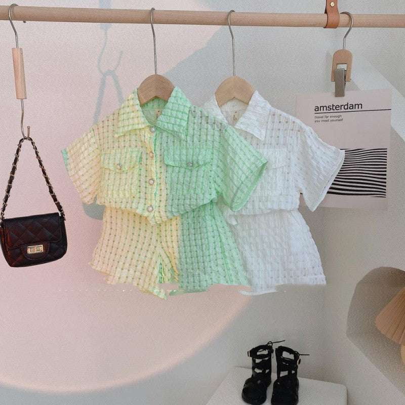 Baby Girl Shirt, Plaid Baby Outfit, Summer Cotton Babywear - available at Sparq Mart