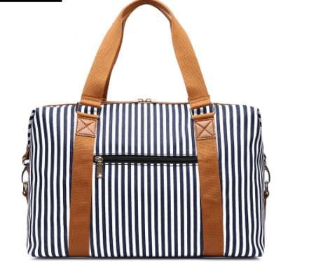 Canvas Travel Bag, Stripe Carry-On, Zipper Closure Tote - available at Sparq Mart