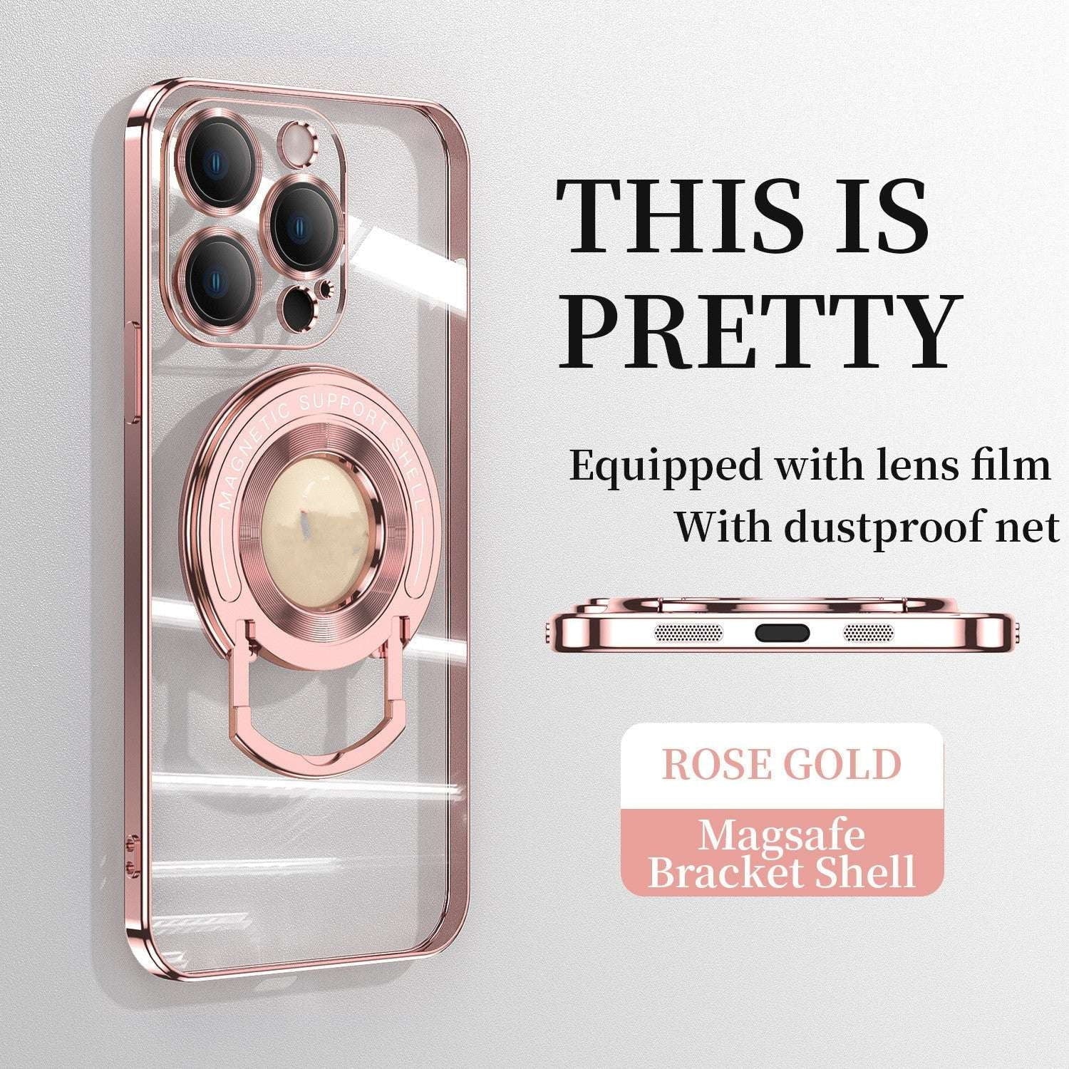 Bracket Phone Case, Electroplated Protector Case, Magnetic iPhone Cover - available at Sparq Mart