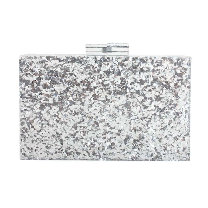 Acrylic Clutch Bag, Beaded Square Purse, Elegant Beads Handbag - available at Sparq Mart