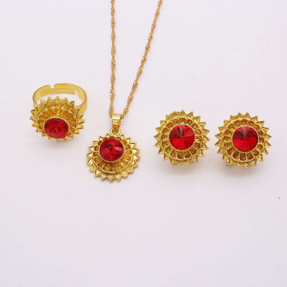 Bridal Jewelry Combo, Classic Wedding Set, Necklace Earring Ring - available at Sparq Mart