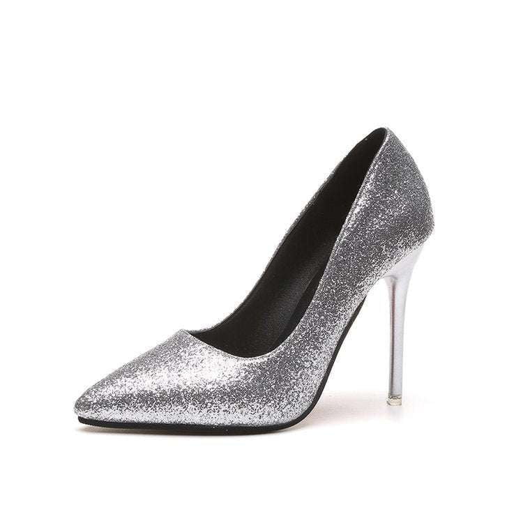 elegant stiletto shoes, gold bridal heels, silver bridesmaid stilettos - available at Sparq Mart