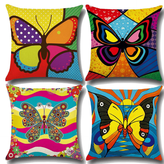 Butterfly Pattern Decor, Elegant Cushion Cover, European Linen Pillowcase - available at Sparq Mart