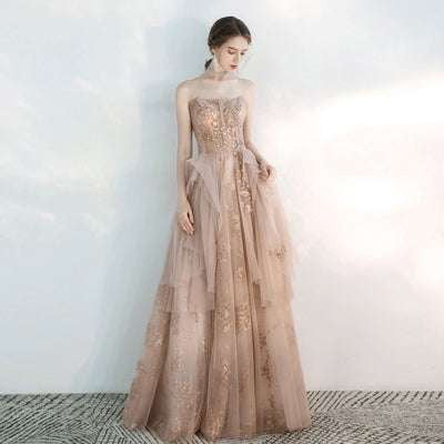 Bridesmaid Dinner Attire, Champagne Bridesmaid Dress, Evening Gown Elegance - available at Sparq Mart