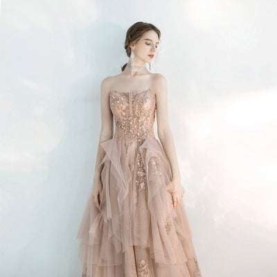 Bridesmaid Dinner Attire, Champagne Bridesmaid Dress, Evening Gown Elegance - available at Sparq Mart