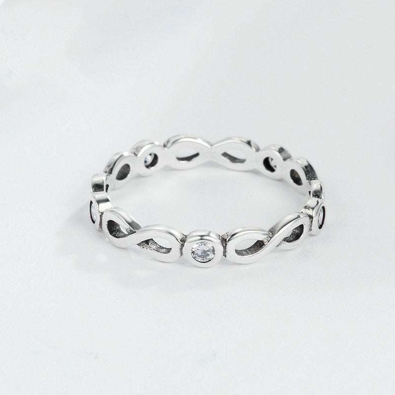 Elegant Diamond Ring, Figure 8 Ring, Sterling Silver Ring - available at Sparq Mart