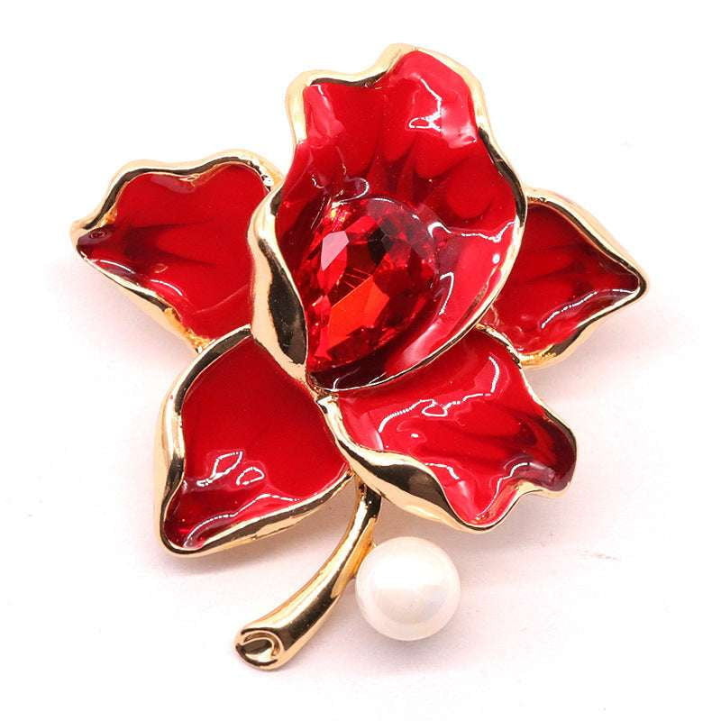 Elegant Brooch Gift, Enamel Flower Pin, Oil Drop Brooch - available at Sparq Mart