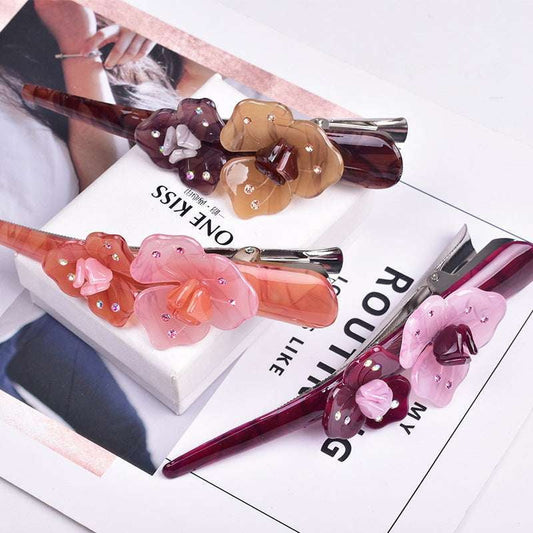 Elegant Hair Accessories, Floral Croissant Hairpin, Unique Hairpin Designs - available at Sparq Mart