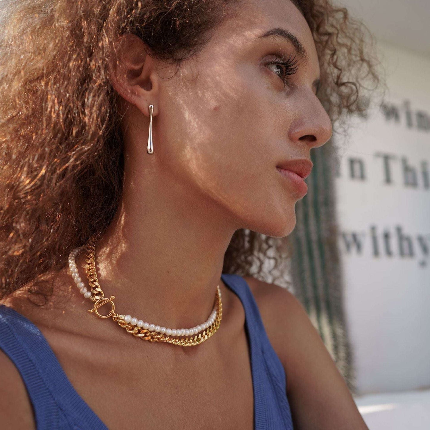 Cuban Link Chain Necklace, Freshwater Pearl Clavicle Chain, Gold Plating Pearl Necklace - available at Sparq Mart