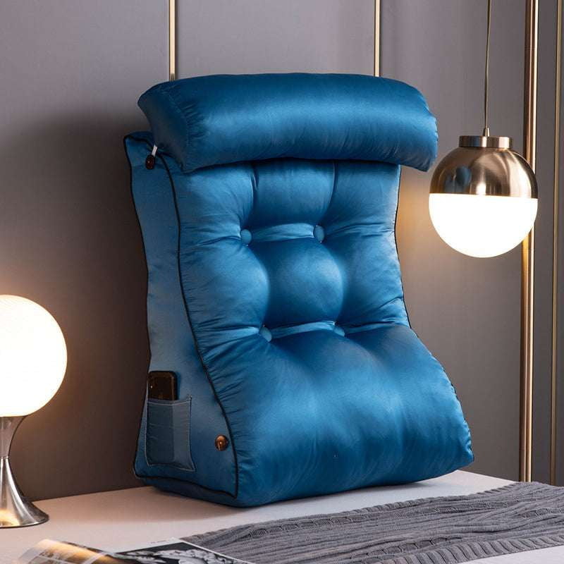 Comfortable Blue Waist Pillow, Elegant Green Upholstered Pillow, Stylish Grey Headboard Cushion - available at Sparq Mart