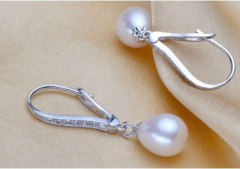 Ladies Elegant Earrings, Natural Pearl Buckles, Silver Pearl Earrings - available at Sparq Mart