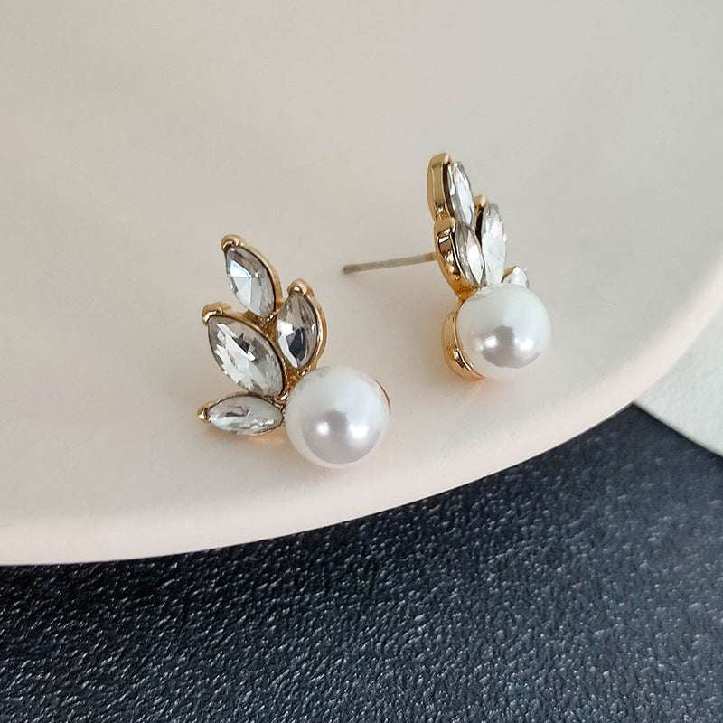 Chic Wedding Earrings, Elegant Pearl Jewelry, Fashionable Silver Studs - available at Sparq Mart