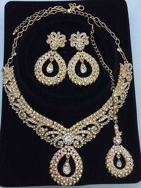 Elegant Jewelry Set, Necklace Earrings Combo, Rhinestone Bridal Jewelry - available at Sparq Mart