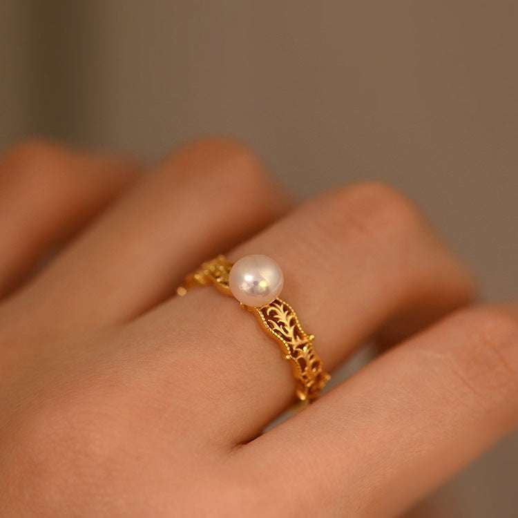 Gold Plated Jewelry, S925 Pearl Ring, Sterling Silver Accessories - available at Sparq Mart