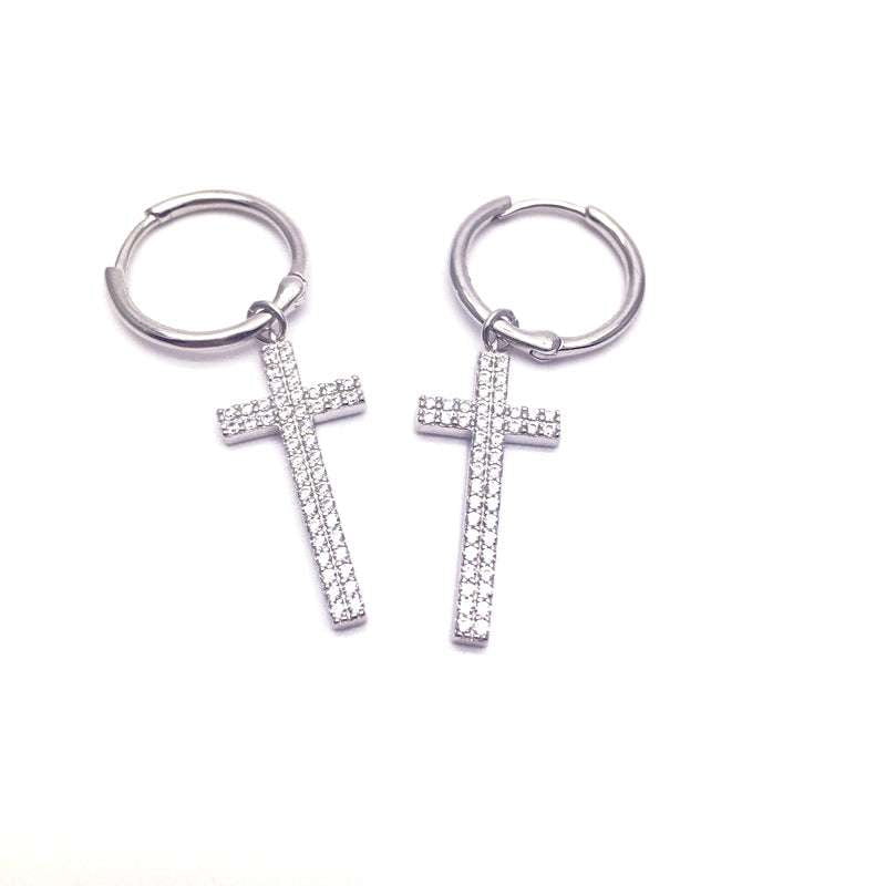 Chic Silver Jewelry, Sterling Cross Earrings, Unique Cross Studs - available at Sparq Mart