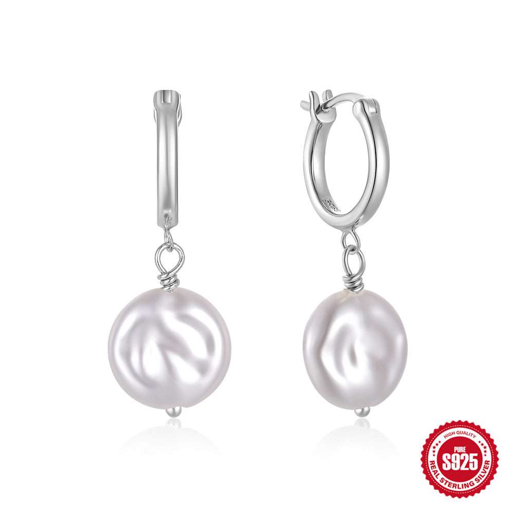 Baroque Pearl Earrings, Elegant Pearl Earrings, Sterling Silver Earrings - available at Sparq Mart