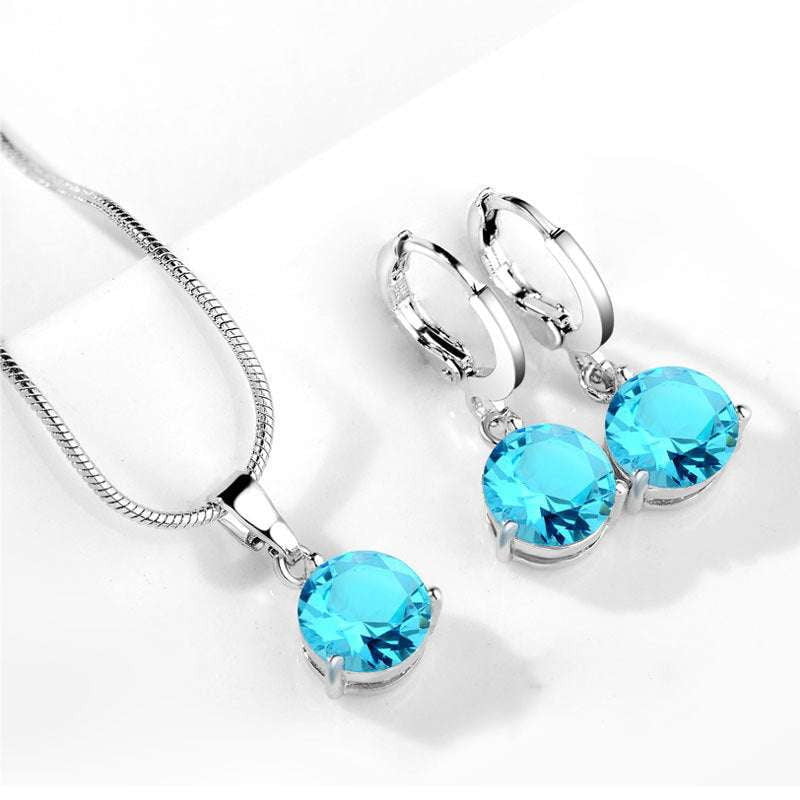 Elegant Jewelry Set, Gemstone Necklace Set, Water Drop Earrings - available at Sparq Mart