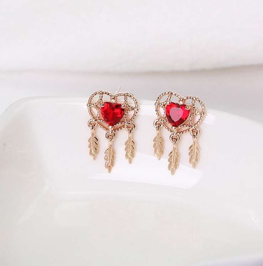 Elegant Silver Studs, Korean Style Earrings, Zirconia Heart Earrings - available at Sparq Mart