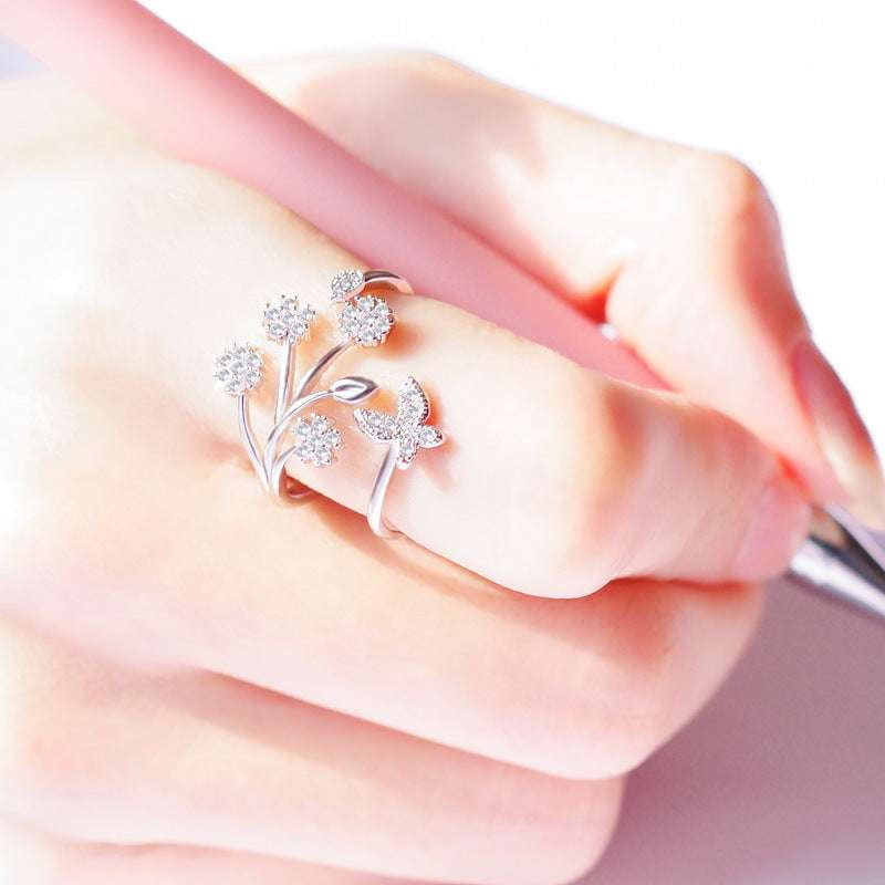 Butterfly flower ring, exquisite design, women's jewelry - available at Sparq Mart