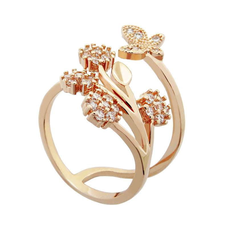 Butterfly flower ring, exquisite design, women's jewelry - available at Sparq Mart