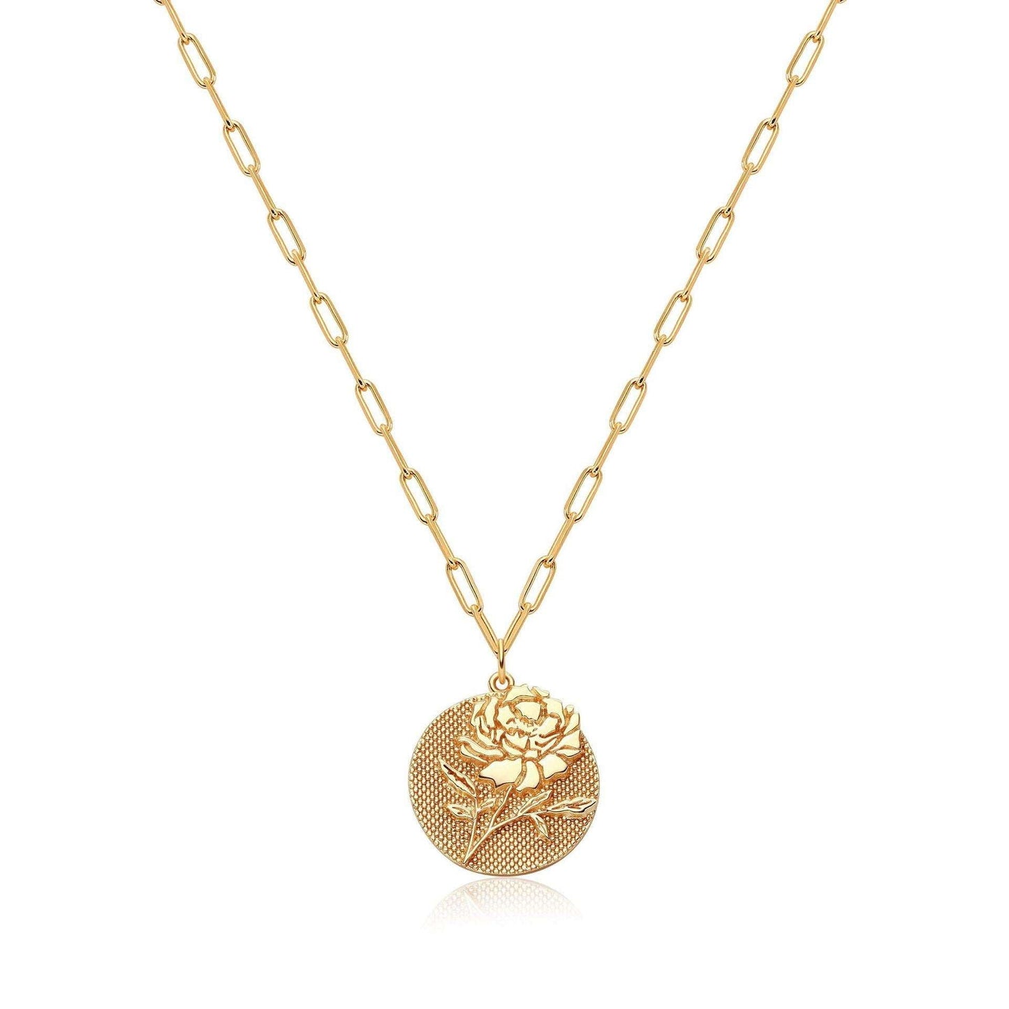 Embossed Pattern Jewelry, Gold Plated Necklace, Round Pendant Necklace - available at Sparq Mart