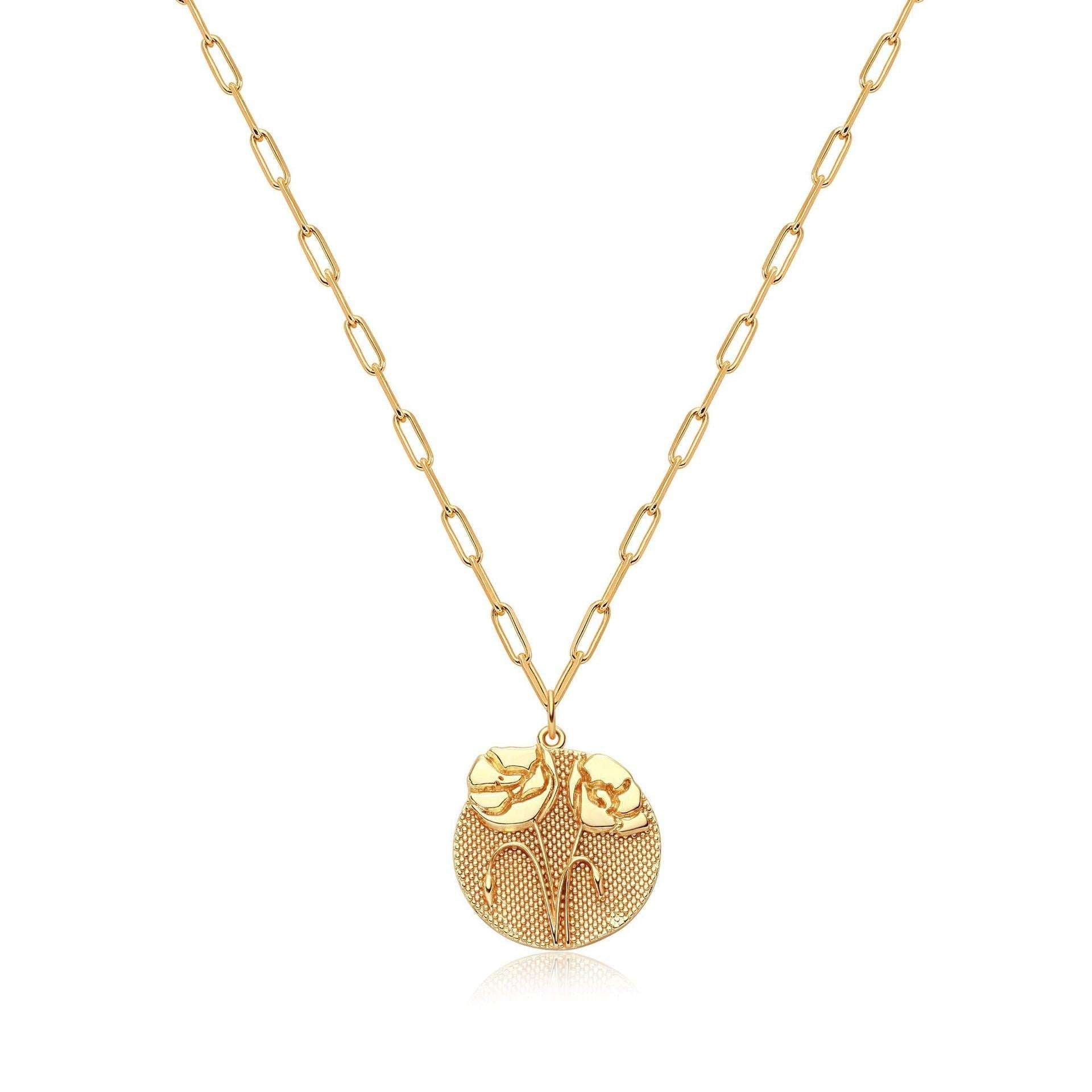 Embossed Pattern Jewelry, Gold Plated Necklace, Round Pendant Necklace - available at Sparq Mart