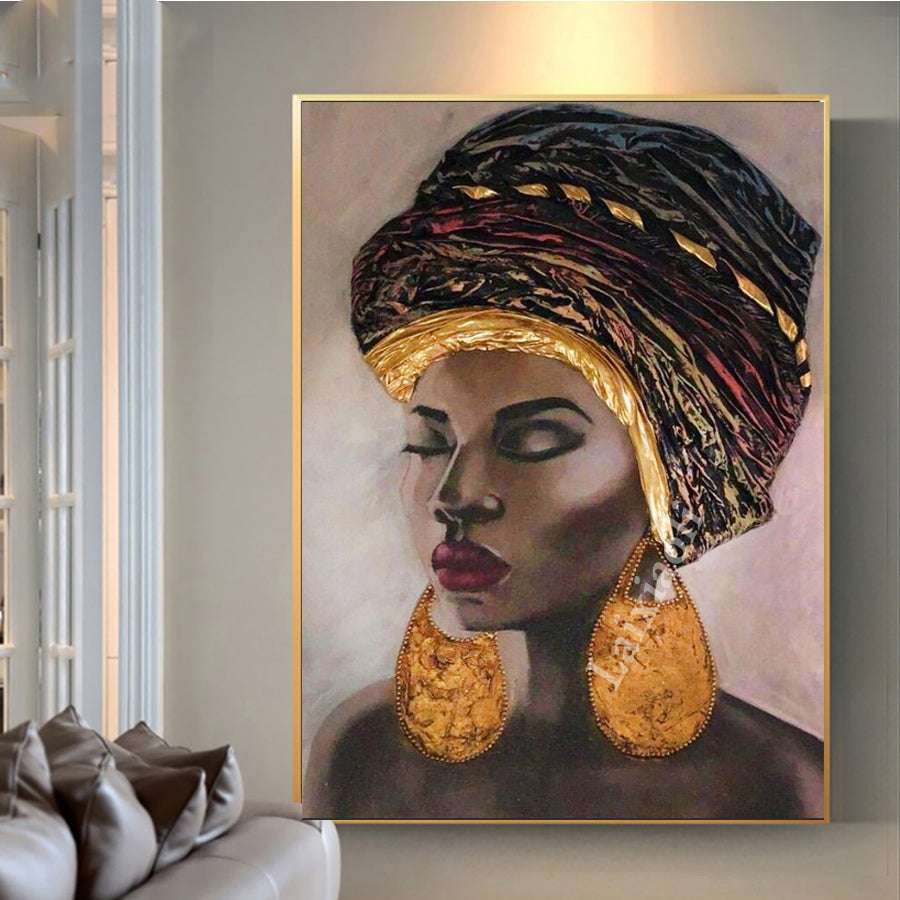 African girl diamond painting, fashion diamond embroidery, square round diamond painting - available at Sparq Mart